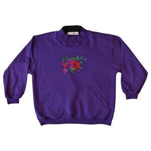 Vintage Purple Floral Embroidered Sweatshirt by Belvedere